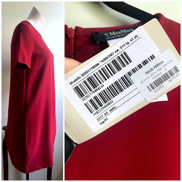 'S MaxMara $675 Crimson Abbono Shift Midi Dress - Picture 4 of 5